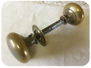 Vintage Brass Door Knobs Handles With 1 Plate & Spindle - Architectural Antique
