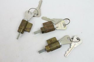 3 Vintage Nos Weiser Lock Cylinder Set W/ Keys E42404 Knob Lever Brass Door