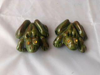Vintage Anatomically Correct Frog Figurines Glazed Ceramic Naughty Dirty 2.  5 "