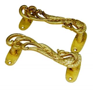 Golden Peacock Antique Style Brass Handcrafted Wardrobe Door Pull Handle Knob 2