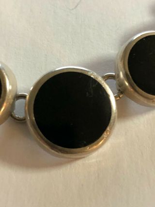 Heavy Vintage Sterling Silver and Black Onyx Necklace Marked ATI Mexico 925 3