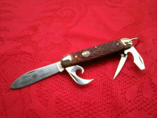 Vintage Official Boy Scouts Of America 4 Blade Camillus Multi Tool Pocket Knife