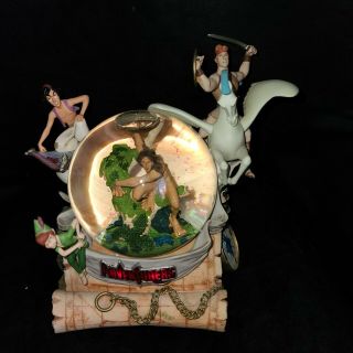 RARE.  Disney Aladdin Hercules Peter Pan Tarzan ' s ADVENTURERS Musical SnowGlobe 2