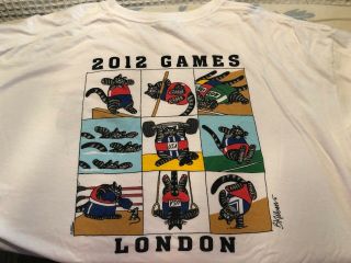 Crazy Shirt Hawaii B.  Kliban 2012 London Games Usa White Xxl