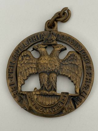 Masonic Antique 1867/1917 Scottish Rite 32nd Degree Philadelphia Eagle Medal Sg