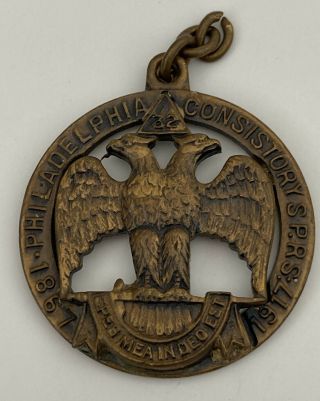 Masonic Antique 1867/1917 Scottish Rite 32nd Degree Philadelphia Eagle Medal sg 2