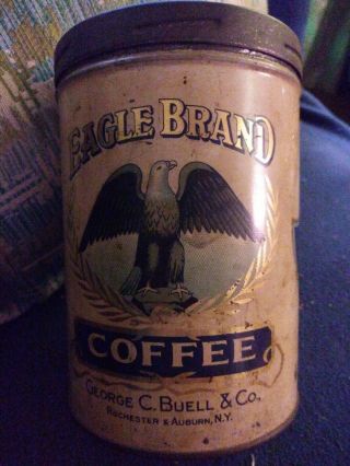 Vintage Eagle Brand Coffee Tin Can,  Rochester,  Ny,  Advertising,  Country Store