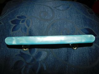 Vintage Retro Single Bar Door Handle Pearly Blue Lucite & Chrome Stamped Wilbec