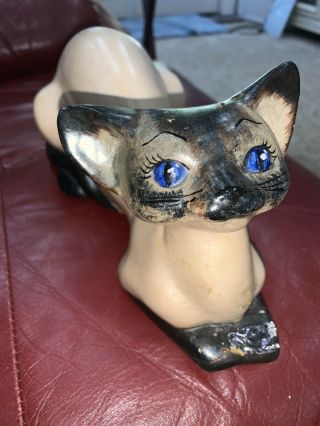 Large Vintage Anthony Freeman Mcfarlin? Potteries Siamese Cat Mid Century