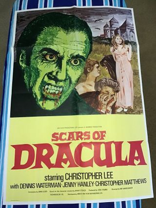Vintage Movie Poster Theater Scars Of Dracula 27x41 Horror Monster 1970
