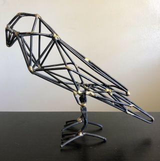 Fine Cubist Modern Art Fused Metal Crow Raven Bird Sculpture Statue Cool