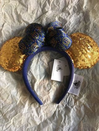 Disney Disneyland Club 33 Minnie Mouse Headband Ears Plus Club 33 Gift Bag.