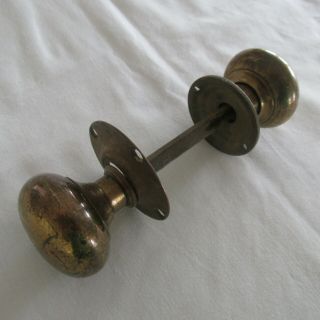 Old Brass Door Knobs Handles Vintage Round : 9