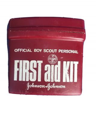 Official Boy Scout Personal First Aid Kit Plastic Maroon Johnson & Johnson