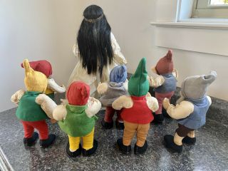Vintage Lenci Type Snow White & The Seven Dwarfs Disney Hand Painted/ Set 8 2