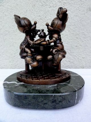 Disney Chilmark Bronze Mickey & Minnie Mouse " Sweethearts Sippin Soda " Statue