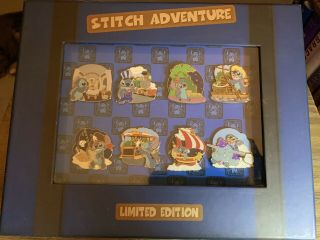 Disney Stitch Adventure Theme Park Attractions Collector 8 Pin Set Le 300 Rare