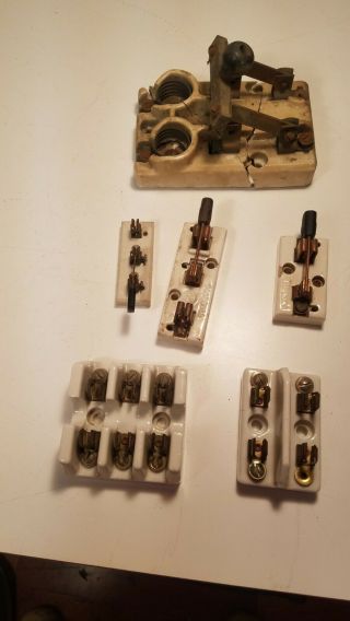 Vintage Porcelain Electric Knife Switches,  And Fuse Holders