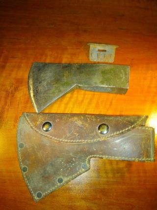 Vintage Collins Us Issue Hudson Bay Axe Head With Sheath And Wedge