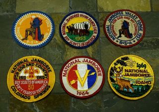 Vintage Boy Scout Patches - Six National Jamboree Patches 1950 - 1969