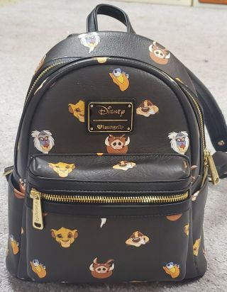 Disney Loungefly Mini Backpack Featuring Lion King Simba,  Timon,  Pumbaa - Rare -