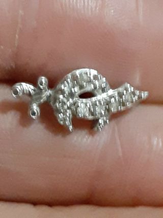 Vintage 14k White Gold And 7 Diamond Shriners Tie Tack,  Lapel Pin