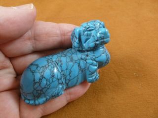 (y - Dog - Da - 709) Blue Dachshund Weiner Dog Hotdog Figurine Carving I Love My Dogs