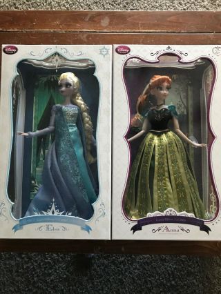 Disney Limited Edition Frozen 17 " Anna And Elsa Doll 2 Doll Set Le 2500