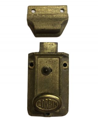 Corbin Door Lock Brass Twist Vintage Antique Surface Mount Deadbolt With Latch