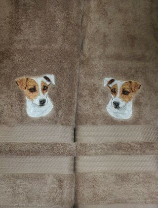 Jack Russell Terrier Dog Breed Bathroom Set Of 2 Hand Towels Embroidered