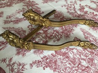 Pair Antique French Brass / Bronze Curtain Pole Holders Rocco Style.