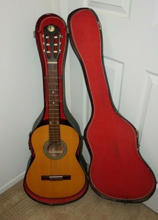 ,  Vintage Kay Model No.  Kc265 Classical Acoustic Guitar W/case Made In Korea,
