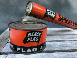 Vintage Black Flag Bug Pump Sprayer Tin Can 1 Pint -