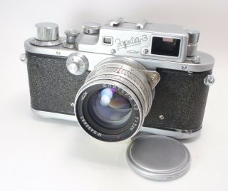 Zorki - 3 Vintage 1954 Ussr Rangefinder Camera & Jupiter - 8 Lens Red P
