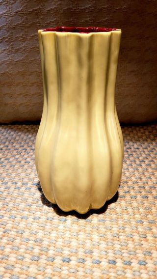 Vintage Catalina Pottery Vase 0263 in Yellow and Maroon 3