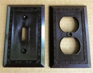 Leviton Brown Bakelite Electric Outlet Light Switch Plate Covers 2 Dot Diamonds