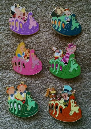 Disney Pin Wdi Alice In Wonderland Characters On Caterpillar Ride Le 250 Set - 6