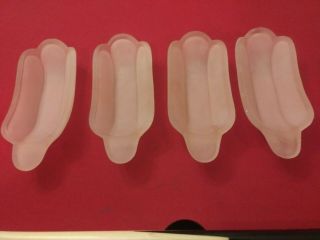 4 Antique Art Deco Slip Shades Pink Glass For Chandelier Or Wall Sconce
