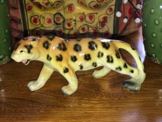 Lefton Cheetah Ceramic Animal Figure Safari 7 " - Leopard Jaguar Tiger Japan