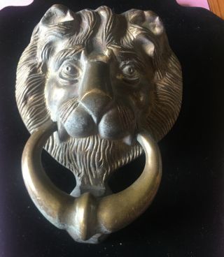 Vintage Reclaimed Solid Brass Classic Lion Head Door Knocker