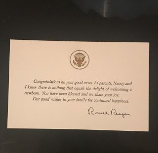 Ronald And Nancy Reagan White House Presidential Seal Newborn Baby Card