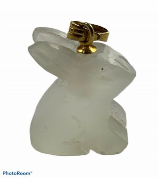 Vintage Chinese White Jade Carved Rabbit Bunny Pendant Jewelry Figure Figurine