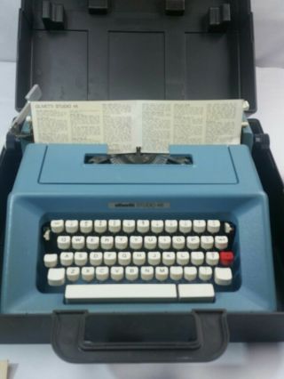 Vintage Olivetti Studio 46 Typewriter With Case & Cover: