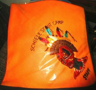 Bsa Orange Bud Schiele Boy Scout Camp Staff Indian Head Neckerchief Nc