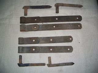 Vintage Antique Barn Door/gate Strap Hinges W/screw Pins Pintles,  2 Pair