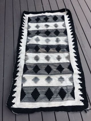 Vtg Navajo Saddle Blanket,  Hand Woven Native American Wool Rug 37.  5” X 70”