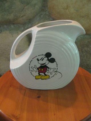 Rare Fiestaware Fiesta Ware Mickey Mouse Disney White Large Disc Pitcher 7 "
