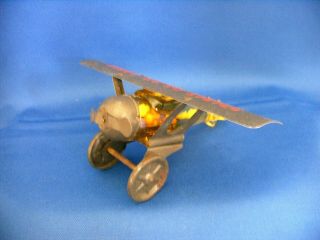 Vintage Amber Glass & Tin Toy Airplane Spirit Of St.  Louis Candy Container 1927