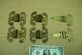 6pc Antique Brass Ice Box Hinges Old Fancy Solid Brass Hardware