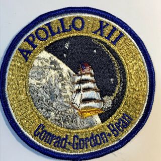 Nasa Apollo 12 Crew Patch Xii Astronauts Outer Space Ship Flight Travel Science